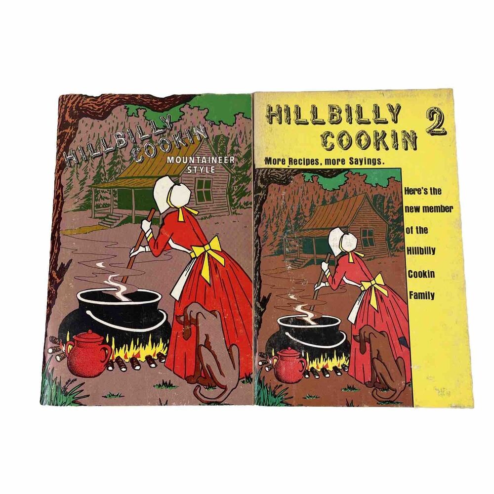Hillbilly Cookin’ Cook Book 1 & 2 Mountaineer Appalachian Recipes Vintage Lot